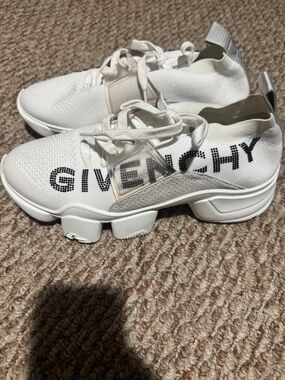 Givenchy White and Black Logo Knit Sock Trainers